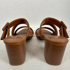 Marc Fisher Fathom Strappy Block Heel Sandal Women's 8.5 M Brown Buckle 3" Heel thumbnail 5