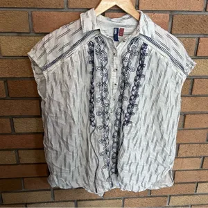 Anthropologie Pilcro Embroidered Surf Oversized Sleeveless Stripe Top Size XS thumbnail 6