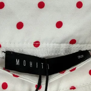 Mohito Women Polka Dot Off Shoulder Ruffle‎ Midi Dress White Red Size 32 NWT thumbnail 2