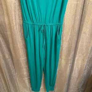 PrettyGarden Kelly Green Loose Off The Shoulder Stretchy Pants Romper M NWT thumbnail 2
