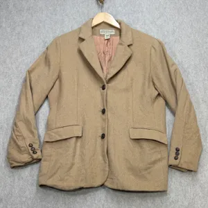 Vintage Camel Hair Blazer Women L Tan Jones New York Quiet Luxury Dark Academia thumbnail 1