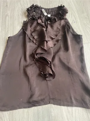 Adiva Brown Ruffle-Front Sleeveless Camisole thumbnail 1