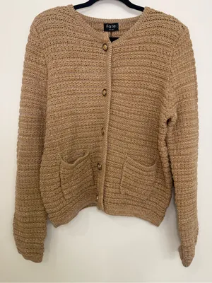 Fate Textured Knit Cardigan in Camel Women’s Size Medium NWT thumbnail 1