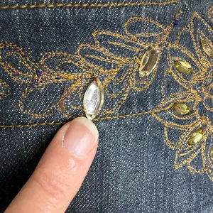 Chico’s Embroidered Sequin Open Front Jean Jacket Size 1 Chico (Med 8) Floral thumbnail 6