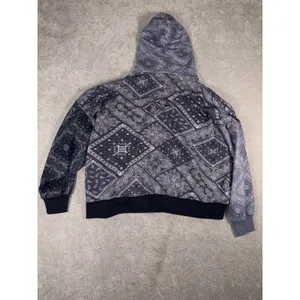 American Eagle Hoodie Women's L Blue Bandana Print Oversized Sweatshirt Pullover thumbnail 7