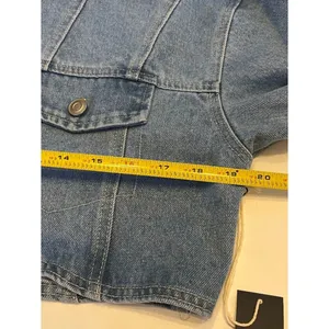 Tilly's Sz M Cropped Denim Jacket Button Up Dropped Sleeves Unlined thumbnail 9