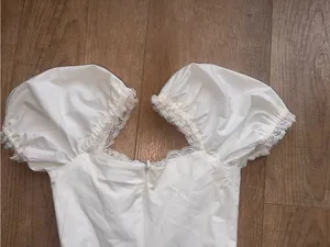 House of CB white mini dress with lace trim, size XS thumbnail 4