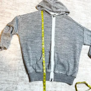 Free People In Bloom Women’s Small Oversized Gray Knit Zip Sweatshirt Hoodie thumbnail 4