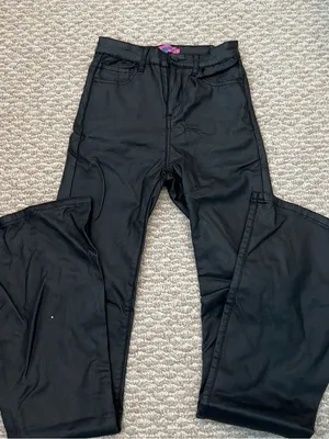 Edikted Black Leather Flare Pants thumbnail 4