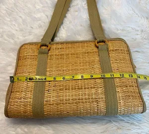 Vintage Woven Purse Shoulder Bag Zipper Closure Made in Taiwan Boho Minimalist thumbnail 7