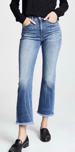 AYR The Bomb Pop Jeans 31 High Rise Straight Leg Raw Hem Medium Wash thumbnail 1
