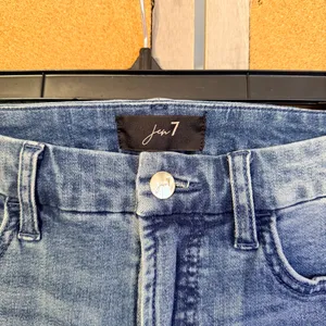 Jen7 By 7 For All Mankind Ankle Straight Jeans Raw Fray Hem Contrast Denim SZ 2 thumbnail 11