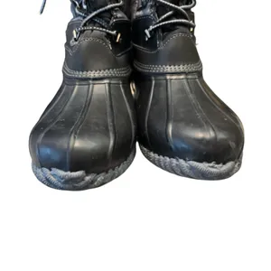 Lands End Womens 502432 Lined Winter Duck Boots‎ Mid Calf Lace Up Black Gray 11 thumbnail 3
