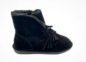 BearPaw Black Suede Tassel Ankle Boot Size 7 thumbnail 1