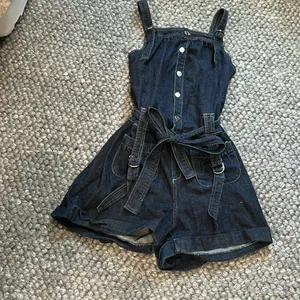Non Signe Chunky Denim Tie Waist Romper Size M thumbnail 2