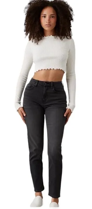 American Eagle Outfitters Mom Jean in Black Wash Charcoal Grey Size 8 thumbnail 1