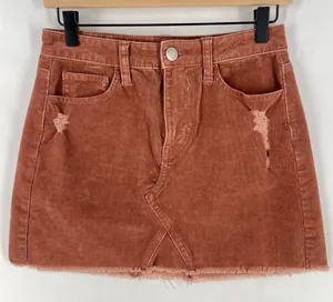 American Eagle Size 2 Stretch Corduroy Distressed Cutoff High Rise Mini Skirt‎ thumbnail 1