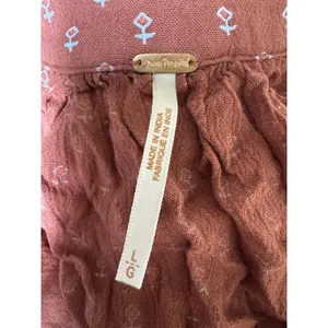 Free People Boho High Low Boyfriend Shirt Rust‎ Women's Size Large thumbnail 10