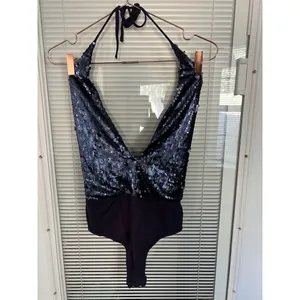 by The Way val Blue sequin halter‎ bodysuit Size S thumbnail 6