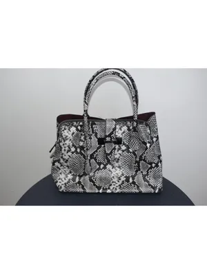 ALDO Black White Snakeskin Print Tote Bag Black Lining thumbnail 3