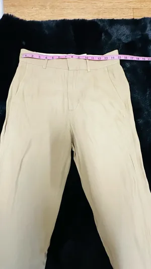Zara Khaki Beige Wide Leg Trousers High Rise Straight Pants Size Small thumbnail 3