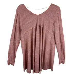 Umgee NWT Cotton Blend Mauve Long Sleeve Semi-Sheer Lightweight‎ Knit Top Size L thumbnail 2