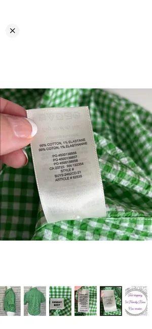 Sunday Best Aritzia Green Gingham Seersucker Button Up Top Size Small. Like New. Vibrant green/white. No stretch. Short sleeve. 20” bust 21” long thumbnail 9