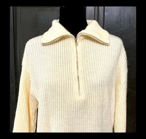 Toppies Cream Oversized sweater with zip-up collar - Size medium thumbnail 4