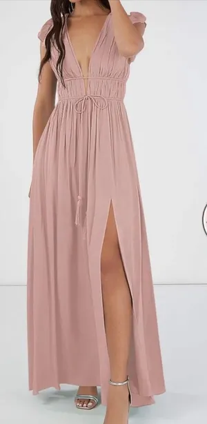 Azazie Santorini Dress in Dusty Rose thumbnail 1