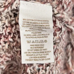 Free People Open Cable Knit Sweater Womens Small Pullover Cotton Linen Boho Pink thumbnail 8