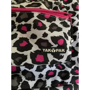 Yak Pak Heart Pink Grey Black Leopard Print Backpack 16"x12" Exterior Pocket thumbnail 10