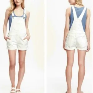 Old Navy Off White Jean Shortalls thumbnail 5