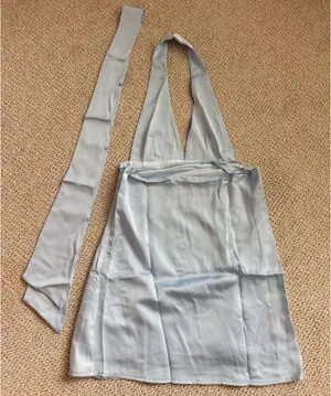 Blue satin halter dress thumbnail 4
