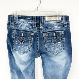 ROCK REVIVAL Alivia Blue Light Distressed Fray Hem Skinny Jeans 2 Boho Festival thumbnail 8