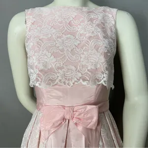Vintage Lace Dress Light Pink Taffeta Sleeveless Maxi Prom Retro‎ Formal Sears thumbnail 4