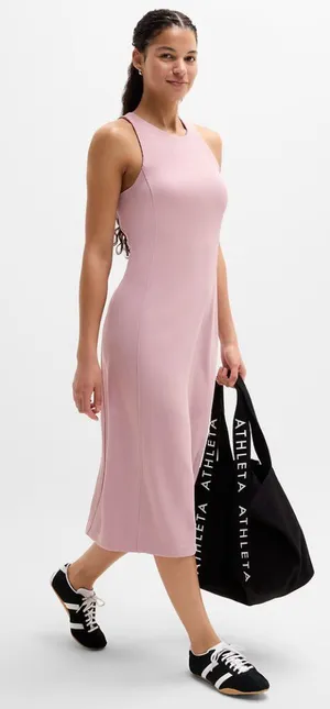 Athleta Seasoft Rib Midi Tank Dress in Pink Purple Size S NWT thumbnail 1