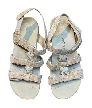 Vionic Amber Shoes Womens Size 8 Beige Cork Strappy Sandals Comfort Walking thumbnail 1