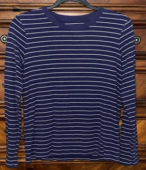 Lands End Women’s Cotton Striped Long Sleeve 18” P2P thumbnail 1