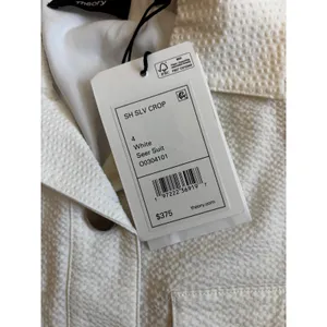 Theory Short Sleeve‎ Cropped Jacket 4 White Seersucker Button Up O0304101 thumbnail 3