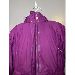 L.L.Bean Goosedown Coat Womens Large Purple Hooded Gore-Tex Down Parka Faux Fur thumbnail 6