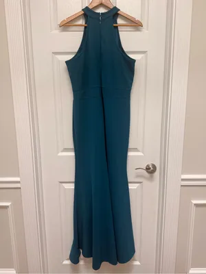 High Neck Sleeveless‎ Maxi Teal Wedding Guest Dress XL thumbnail 3