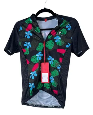 Cuore of Switzerland Cycling Jersey Black Floral Womens S Athletic Bike Gear thumbnail 1
