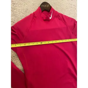 NIKE DRI-FIT Pink Long Sleeve Turtleneck Shirt Top Sz L Fuchsia Thumb Hole thumbnail 9