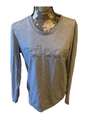 ADIDAS Gray Long Sleeve Logo T-shirt size medium thumbnail 1