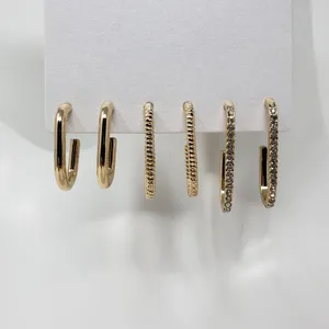 NWT Sugarfix by Baublebar Gold-Tone 3 Pack Oblong Hoop Post Earring Set Women's thumbnail 2
