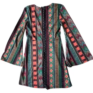 Judith March Bell Sleeve Mini Dress‎ Womens Medium Geometric Tribal Print Retro thumbnail 2