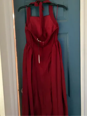 NEW Le Lis Burgundy Halter Midi Dress with Lace Trim – Small thumbnail 7