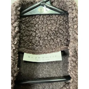 Bryn Walker Wool Sleeveless Pip Poncho‎ Brown Textured Zip Up Cozy Oversized XXS thumbnail 5