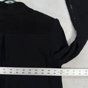 Alice + Olivia‎ Black Lamb Leather wool Combo Drape Front Jacket Blazer XS READ thumbnail 8