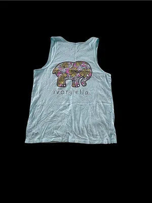ivory ella mint green Girls Tank with Pocket Elephant thumbnail 5